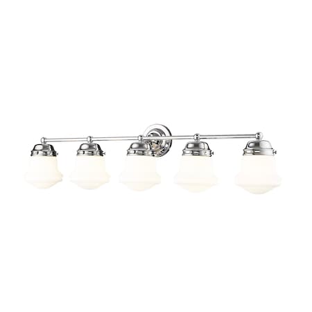 Z-Lite Vaughn Vanity, 5-Light, 7.75 In.W x 40.75 In.L x 9.5 In.H, Chrome /Matte Opal 735-5V-CH